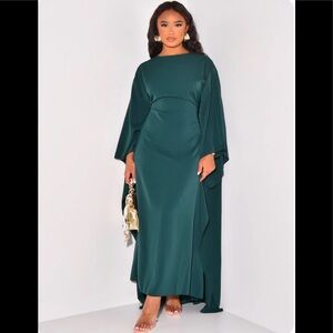 Beautiful Teal green Cape style trendy Crepe dress